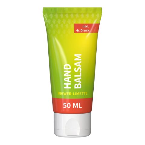 50 ml Tube - Handbalsam &quot;Ingwer-Limette&quot; - FullbodyPrint Weiß | ohne Werbeanbringung