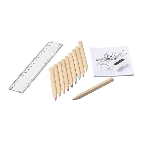 Kindermalset "Öko Line" natur | 1-farbiger Tampondruck | neben dem Sichtfenster | 15 mm x 50 mm