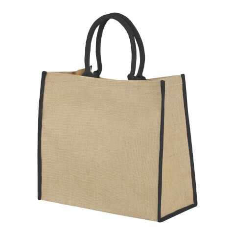 The Large Jute Tragetasche Priority | natur-schwarz | 1-farbiger Siebdruck | Rückseite | 280 mm x 220 mm