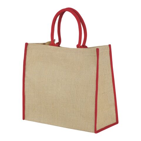 The Large Jute Tragetasche Priority | natur-rot | 1-farbiger Siebdruck | Rückseite | 280 mm x 220 mm