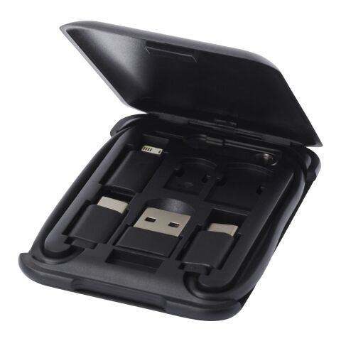 Savvy recyceltes modulares Ladekabel mit Telefonhalterung Standard | schwarz | ohne Werbeanbringung | Nicht verfügbar | Nicht verfügbar