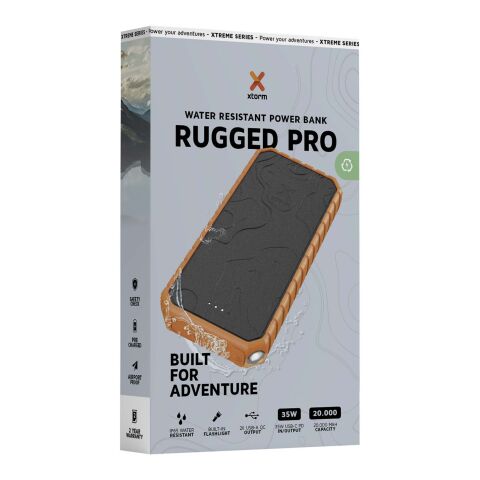 Xtorm XR202 Xtreme 35 W 20.000 mAh QC3.0 wasserdichte, robuste Powerbank mit Taschenlampe schwarz-orange | ohne Werbeanbringung