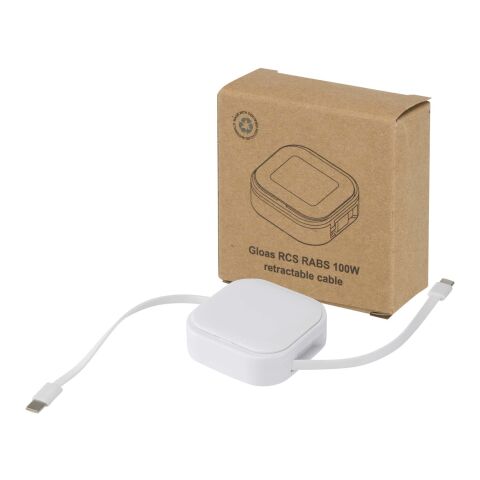 Gloas Aufrollbares 5 in 1 Kabel aus Recyclingmaterial mit Datensynchronisierung und 100 W Schnellladefunktion sowie Smartphone Toolkit Standard | weiss | ohne Werbeanbringung | Nicht verfügbar | Nicht verfügbar