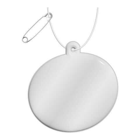 RFX™ ovaler reflektierender PVC-Aufhänger weiss | Digitaldruck | Back (under reflective layer) | 62 mm x 63 mm