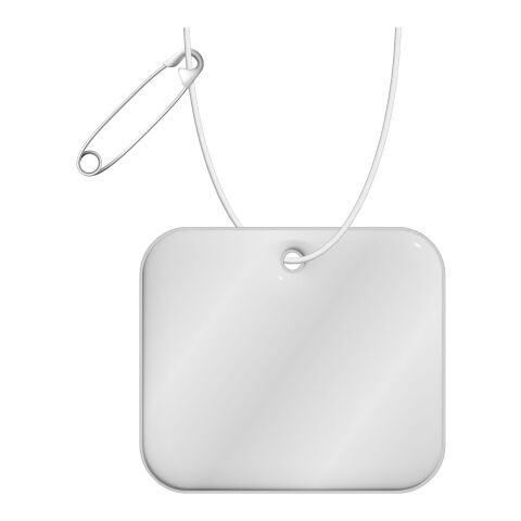 RFX™ rechteckiger reflektierender XL-PVC-Aufhänger weiß | 1-farbiger Siebdruck | Rückseite | 46 mm x 37 mm