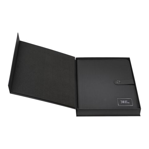 SCX.design O17 A4 Notizbuch Powerbank mit Leuchtlogo schwarz-weiss | ohne Werbeanbringung | Nicht verfügbar | Nicht verfügbar