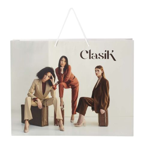 Handgefertigte 170 g/m² Integra-Papiertüte mit Kordelgriffen – XXL weiß | ohne Werbeanbringung | Nicht verfügbar | Nicht verfügbar