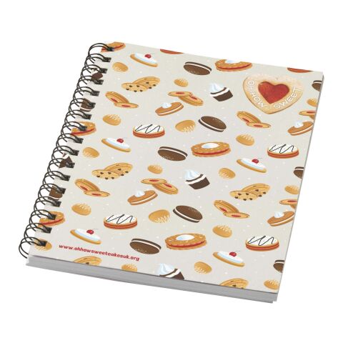 Desk-Mate® A6 farbiges recyceltes Notizbuch mit Spiralbindung elfenbeinweiß | ohne Werbeanbringung | Nicht verfügbar | Nicht verfügbar