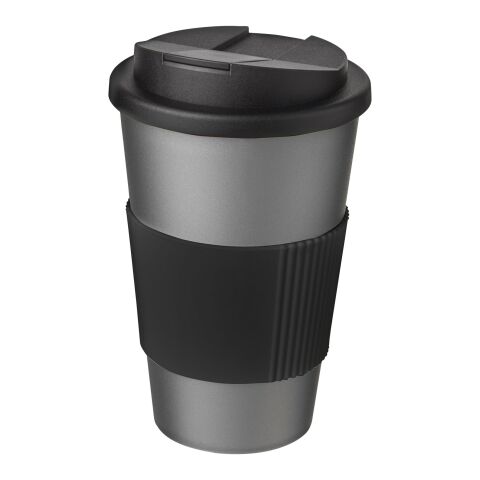 Americano® 350 ml Isolierbecher mit Schutzring &amp; auslaufsicherem Schraubverschluss silber-schwarz | ohne Werbeanbringung | Nicht verfügbar | Nicht verfügbar