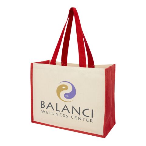 Varai Canvas und Jute Einkaufstasche rot