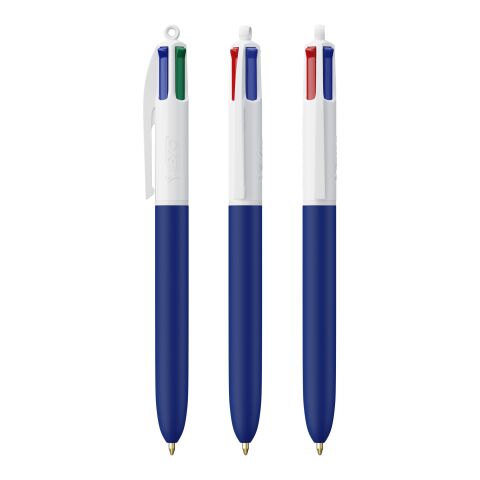 BIC® 4 Colours Soft Weiß-marineblau | 1-farbiger Siebdruck | Schaft-Rechts vom Clip | 30.00 mm x 43.00 mm