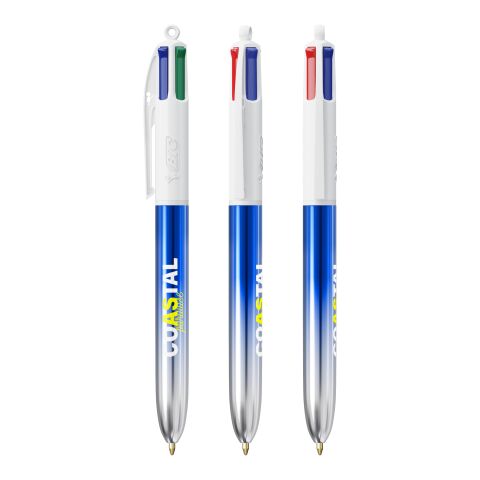 BIC® 4 Colours® Bicolor blau/ silber | 1-farbiger Siebdruck | Upper Part-Gegenüber vom Clip | 22.00 mm x 10.00 mm