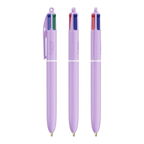 BIC® 4 Colours® Pastel Pastelllila | 1-farbiger Siebdruck | Schaft-Rechts vom Clip | 30.00 mm x 43.00 mm