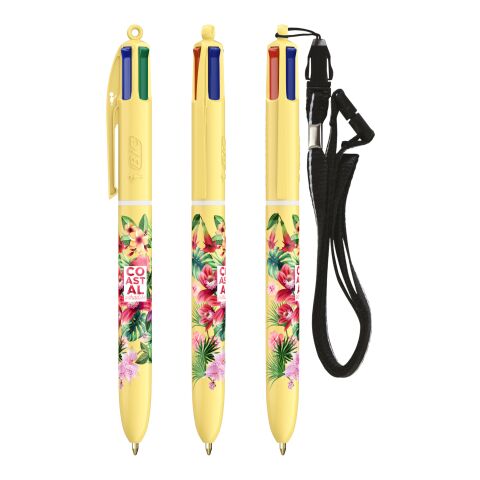 BIC® 4 Colours® Pastel + lanyard Gelb