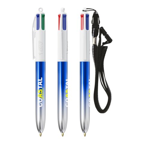 BIC® 4 Colours® Bicolor + lanyard blau/ silber