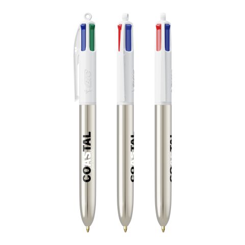 BIC® 4 Colours Shine Kugelschreiber Weiß-silber