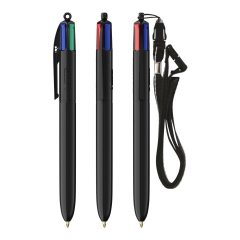 BIC® 4 Colours® ECO + lanyard schwarz