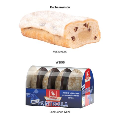 3D Präsent LKW Weihnachten 4c Euroskala | 4 WEISS Lebkuchen Mini