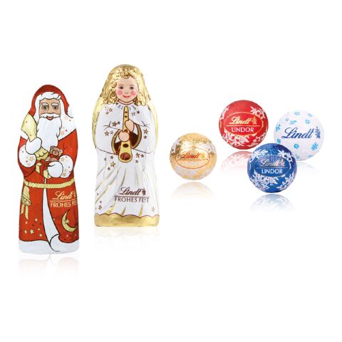 Adventskalender mit Lindt Mix und Gutschein-Option, Inlay aus Papier bunt | ohne Werbeanbringung
