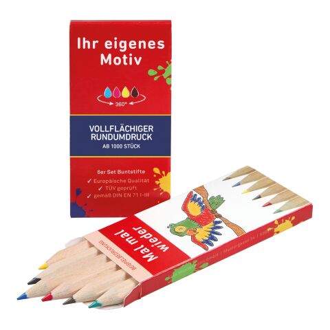 Buntstifte, 6er Set, inklusive Rundumdruck 4c Offsetdruck