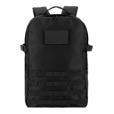 EDINBURGH BPACK. Rucksack im Militärstil aus 600D HD recyceltem Polyester und Innenfutter aus 210D recyceltem Polyester 17.3“ Schwarz | ohne Werbeanbringung