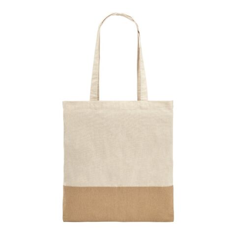 MERCAT. Tasche aus 100% Baumwolle (160 g/m²) mit Details aus Jute-Imitat Beige | ohne Werbeanbringung