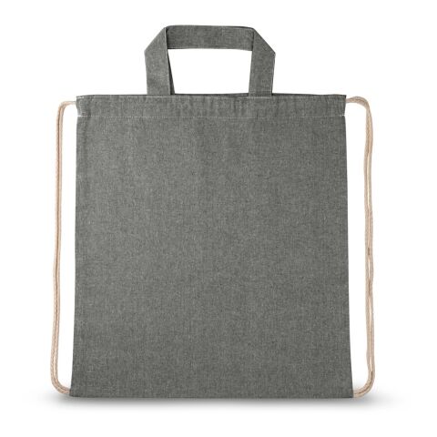 RISSANI. Tragetasche/Turnbeutel (2in1) aus recycelter Baumwolle (70%) und polyester (30% rPET) (140 g/m²) Schwarz | ohne Werbeanbringung