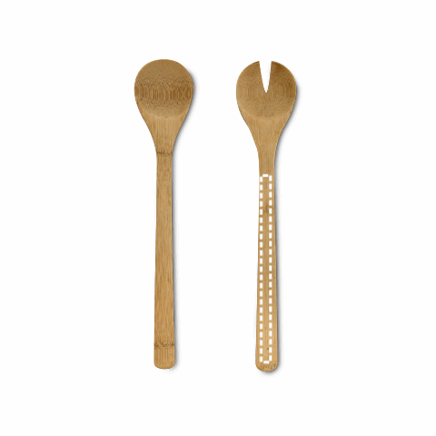 SALVY. Salatbesteck Set Natur | ohne Werbeanbringung | Nicht verfügbar | Nicht verfügbar | Nicht verfügbar