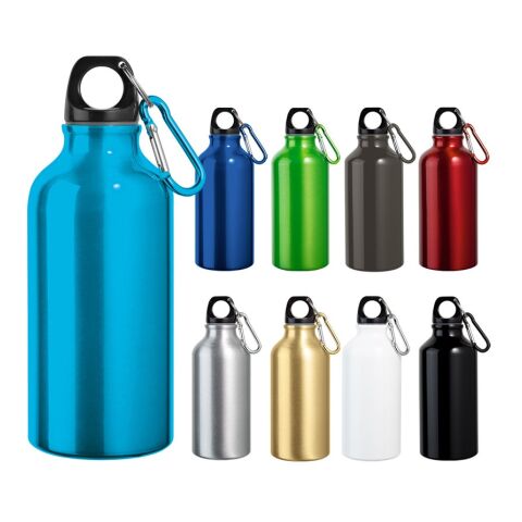 LANDSCAPE S. Aluminium-Sportflasche mit Karabiner 400 ml Schwarz | ohne Werbeanbringung