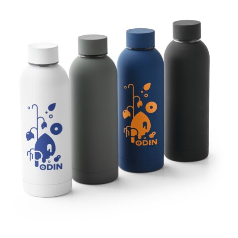 ODIN. Trinkflasche aus Edelstahl (36% recycelt) (550 mL) mit gummierter Oberfläche Burgunder