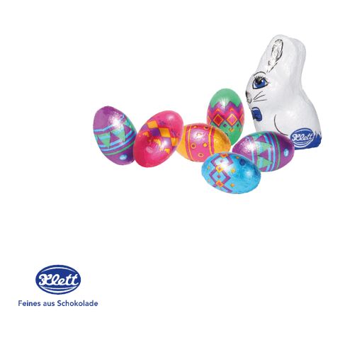 Werbe-Osterei Mit Schokoladenmischung Von Klett bunt | ohne Werbeanbringung