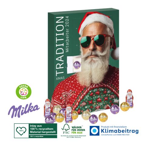 Adventskalender Milka „Edition“, Inlay aus 100% recyceltem Material bunt | 4C Digital-/Offsetdruck