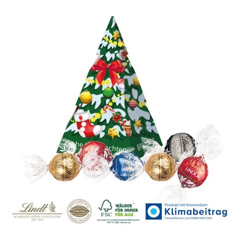 Präsent „Weihnachtsbaum“ mit Lindor Pralines bunt | 4C Digital-/Offsetdruck