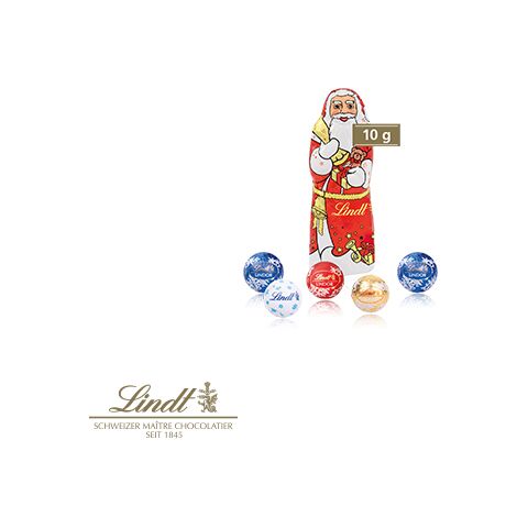 Santa Werbebox Mit Lindt Minis Und Nikolaus bunt | ohne Werbeanbringung