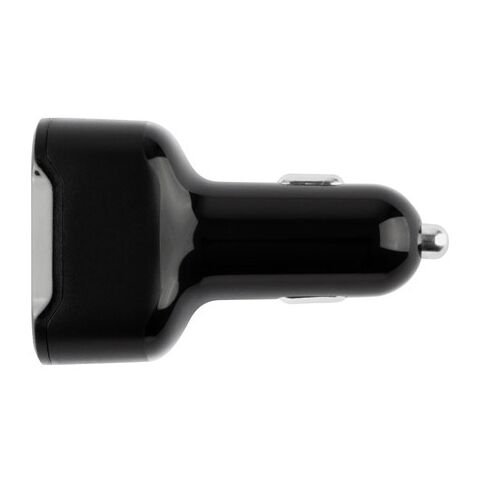 DIRAC. KFZ-Ladegerät mit USB-A Anschluss 18W und USB-C 20W in 100% rABS Schwarz | ohne Werbeanbringung