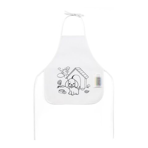 NILO. Kinderschürze zum Ausmalen aus Vliesstoff (80 g/m²) weiss | ohne Werbeanbringung | Nicht verfügbar | Nicht verfügbar | Nicht verfügbar