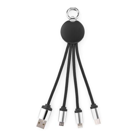 Boyle 4-in-1 Ladekabel recy. ABS, 10 W, Schlüsselring, beleuchtetem Logo Schwarz