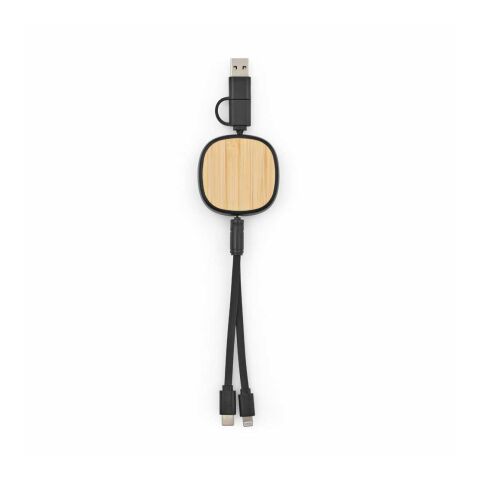Bohr 3-in-1 Ladekabel aus recy. ABS, 1 m, einziehbar, 10 W Schwarz