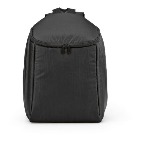 Brüssel Kühltaschen-Rucksack 12L aus r PET. Mit Doppelreißverschluss Schwarz