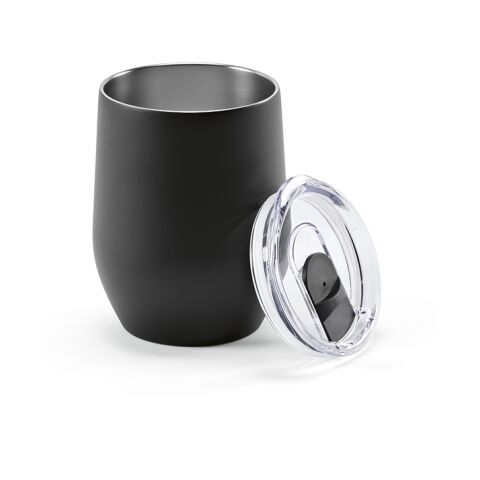 Tigris Reisebecher recy. Edelstahl 320 ml Schwarz | ohne Werbeanbringung