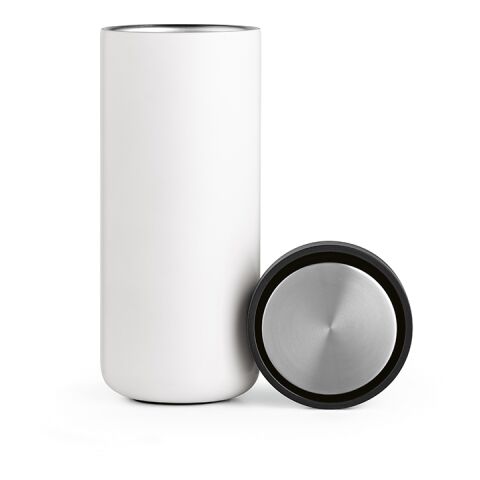 Senegal Reisebecher recy.Edelstahl, 400 ml. Mit 360°Push-Verschluss Weiß