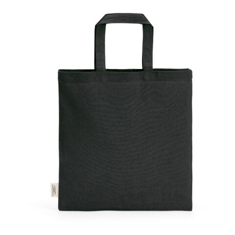 Aneto Einkaufstasche aus recy. Baumwolle, 140g/m², 30cm Henkel Schwarz