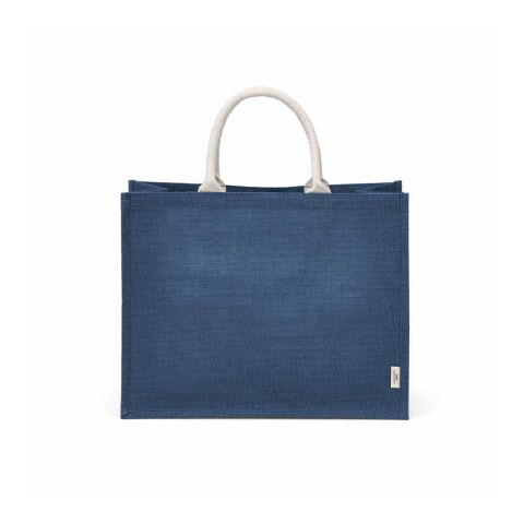 Toubkal Einkaufstasche aus Jute und recy. Baumwolle, 40cm Henkel Marineblau