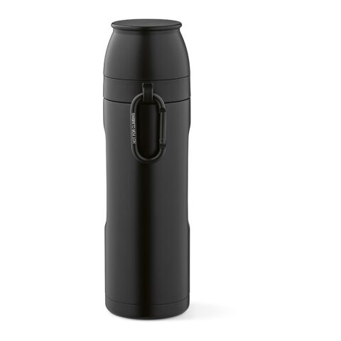 Loire Thermos aus recy.Edelstahl, 810 ml. Mit 2 Bechern und Karabiner Schwarz | ohne Werbeanbringung | Nicht verfügbar | Nicht verfügbar | Nicht verfügbar