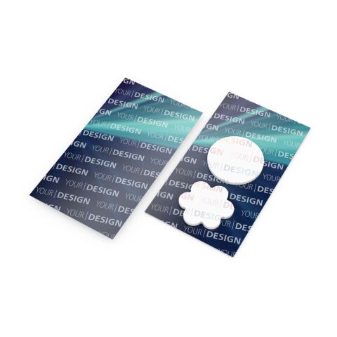 Haftnotiz-Karte Note-Card Form 2 Haftnotizblöcke formgestanzt Trägerkarte 110 × 200 mm | ohne Werbeanbringung | ohne Werbeanbringung | ohne Werbeanbringung | Kreis/Kugel – Blume/Wolke