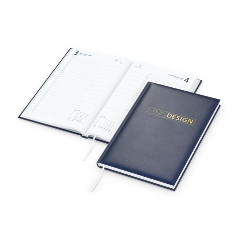 Tageskalender Basic Mo.–Fr. je 1 Seite 320 Seiten Kunstleder-Hardcover Dunkelblau | DIN A5 | ohne Werbeanbringung | Goldprägung inkl.