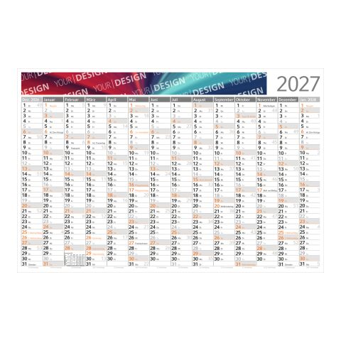Wandplaner Horizont Dez. Vorjahr – Anfang Folgejahr Weiß | 750 × 500 mm | ohne Werbeanbringung | Individuell (CMYK)