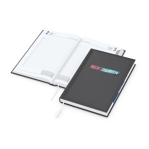 Tageskalender Manager Monatsregister Mo.–So. je 1 Seite Kunstleder-Hardcover Anthrazit | DIN A5 | ohne Werbeanbringung | Siebdruck-Digital inkl.