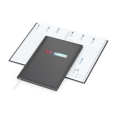 Wochenkalender Media 175 × 245 mm Kunstleder-Hardcover matt Anthrazit | 175 × 245 mm | ohne Werbeanbringung | Siebdruck-Digital inkl.