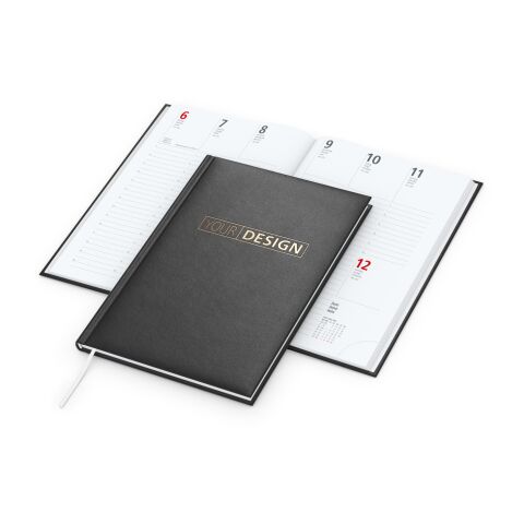 Wochenkalender Prestige A5 Kunstleder-Hardcover robust Schwarz | DIN A5 | ohne Werbeanbringung | Kupferprägung inkl.